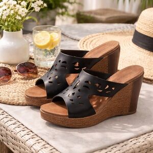 Lola Sabbia Women’s Wedge Heel Sandals Black Brown Size 41 (9.5/10) Eric Michael